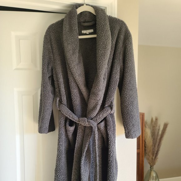 GIRAFFE AT HOME Charcoal Gray Chenille Cozy Bathrobe Size 0/S-M - Picture 1 of 14